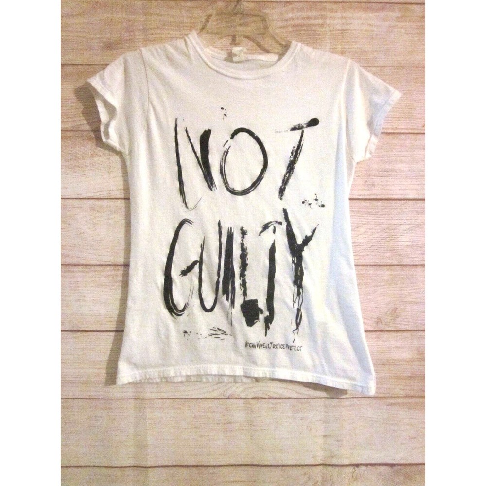 Not  Guilty T-Shirt Women's Size Medium Not Guilty Black White  Gildan Softstyle